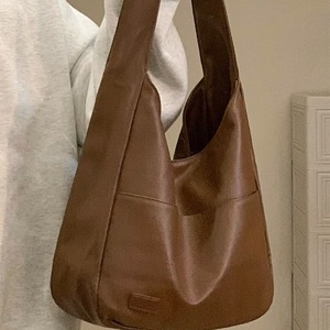 Women Bag Simple PU Leather Solid Shoulder Bag Fashion Large Capacity <b>Handbag</b> for School Work - Product Image 1