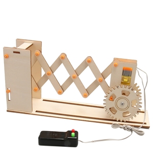 Kit éducatif mécanique en bois OKYN-G5467, modèle d'apprentissage STEM avec porte à ciseaux extensible et entraînement par engrenages, télécommandé - Product Image 1