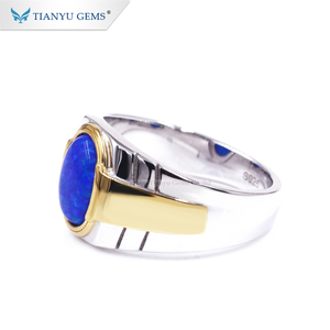 Tianyu Gems Custom <strong>Opal</strong> <strong>Silver</strong> <strong>Ring</strong> for Men Wide <strong>Ring</strong> Band Design Gemstone <strong>Rings</strong> - Product Image 3