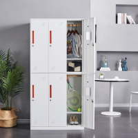 Armoire de chambre à coucher en acier à 6 portes, casier moderne pour bureau, armoire de rangement pour hôpital, école, salle de sport, avec serrure à clé, meubles faciles à assembler