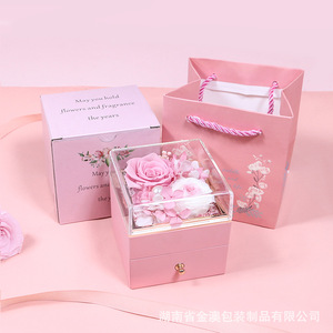 Set Regalo di Fiori Preservati con Collana, Rosa Naturale Conservata in Scatola di Gioielli, Nuove Tendenze - Product Image 6