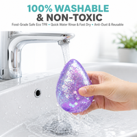 Jouet Squishy Goutte d'Eau Arc-en-ciel Transparent Scintillant Sensoriel Anti-stress Cadeau Gel Coloré en Forme de Goutte pour Enfants et Adultes