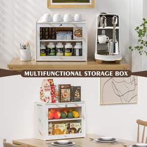 Manico facile da trasportare porta trasparente a doppio strato scatola di pane di bambù per il controsoffitto da cucina contenitore per la conservazione degli alimenti - Product Image 2