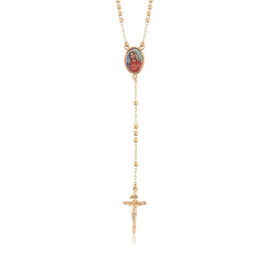 N-1 xuping 2.5mm perles cœur sacré pièce centrale chapelet catholique collier croix religieuse bijoux pour femmes