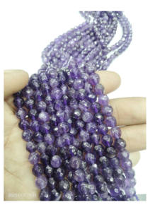 Cuentas de amatista natural genuina, sueltas, redondas, semipreciosas, de grado A, para la fabricación y diseño de joyería DIY, hilo completo. - Product Image 2