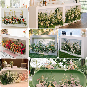 LEDA Family Banquets Parties Acrylic <b>Table</b> White Bar <b>Table</b> With Floral Arrangement - Product Image 5