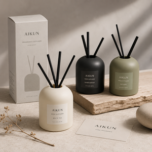 AIKUN Rounded Shoulder Ceramic Bulk Supply <b>Reed</b> <b>Diffuser</b> <b>Diffuser</b> Aroma Set with Custom Sticks <b>for</b> Spa Room Wholesale - Product Image 2