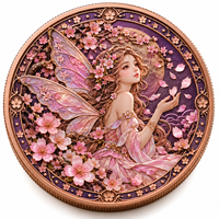 Pièce de monnaie personnalisée Fée des fleurs en cuivre pur 999 de 1 oz, impression UV en relief 3D, objet de collection, souvenir commémoratif, cadeau