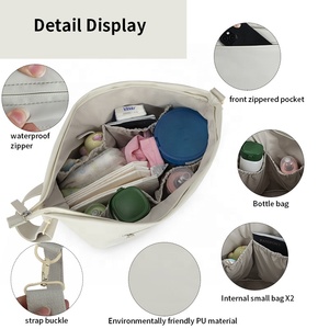 Sac à langer portable élégant en <span class=keywords><strong>cuir</strong></span> PU, convertible, imperméable, toutes saisons, pour poussette, pour mamans - Product Image 3