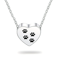Bijoux de crémation pour animaux de compagnie pour les cendres pendentif empreinte de patte coeur urne collier mémorial souvenir bijoux pour animaux de compagnie chien chat cendres