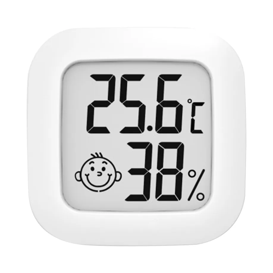 Mini termômetro e higrômetro digital smiley, termômetro eletrônico com tela lcd e sensor de umidade, estação meteorológica em sala e ambientes internos