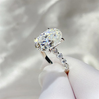 Bague de luxe pour femme en moissanite GRA, argent S925, 8 carats, couleur D, taille ovale, bande entièrement en moissanite, bague de mariage pour femme en moissanite