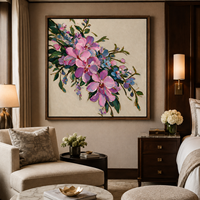 Peinture à l'huile de fleurs roses, peinte à la main, art floral botanique sur toile pour la décoration de villa, chambre, salon, hôtel