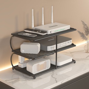 <b>Router</b> Shelf 3 Tier Metal Desktop Organizer Storage Rack for Modem WiFi <b>Router</b> Set Top <b>Box</b> with Ventilation Design - Product Image 1