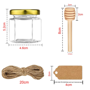 Mini pot en verre de <span class=keywords><strong>confiture</strong></span> de gelée de miel de forme hexagonale transparente de 45ml étiquette de logo personnalisée avec couvercle en métal - Product Image 4