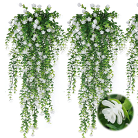 Guirlande de verdure artificielle en eucalyptus blanc, plantes en plastique pour la décoration intérieure et extérieure de mariages et de fêtes, fleurs suspendues artificielles