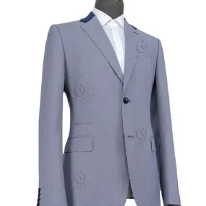 新设计浅蓝色高品质休闲派对装新款秋季时尚男装西装外套