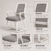 Chaise de bureau cantilever avec dossier en maille, idéale pour les salles de réunion et les bureaux de formation