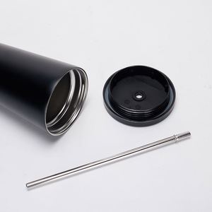 Bouteille d'eau isotherme à double paroi en acier inoxydable avec paille - Product Image 3