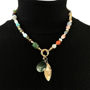 New Fashion Multi Stone Necklace For Women Daily Wear Precious Stone Bohemian Beaded Necklace