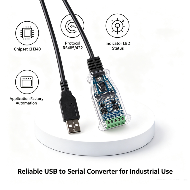 Premium CH340 USB to RS485 RS422 Converter Adapter Module with LED TXD RXD GND VCC for Modbus Serial Industrial Communication