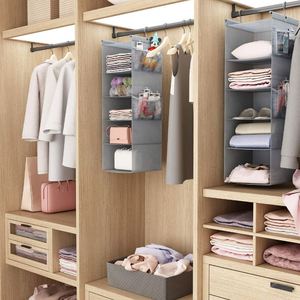 5 Shelf Space Saver Foldable Eco-Friendly Fabric Hanging Closet Organizer with 4 Side Pockets and <b>Polybag</b> Packaging - Product Image 6