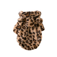Manteau chaud d'hiver rembourré et épaissi à motif léopard en polaire, mignon et à capuche pour vêtements pour animaux de compagnie, accessoires pour chiens