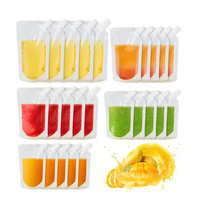 Sacs à buse en plastique transparent avec logo imprimé personnalisé 100ml-500ml en stock Pochette debout avec caractéristiques de sécurité Lait Boissons