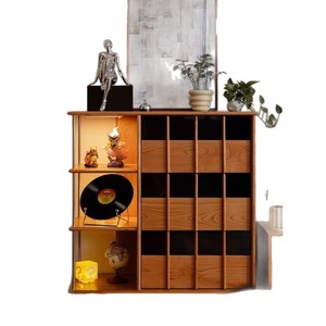 Solid Wood <b>Sideboard</b> Cherry Wood <b>Storage</b> Cabinet Living Room Display Shelf With Compartments - Product Image 5