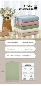 <span class=keywords><strong>Mantas</strong></span> de Seguridad para Bebés de Algodón Orgánico Personalizadas al por Mayor, <span class=keywords><strong>Mantas</strong></span> Tejidas a <span class=keywords><strong>Crochet</strong></span> para Recién Nacidos, Súper Suaves - Product Image 2