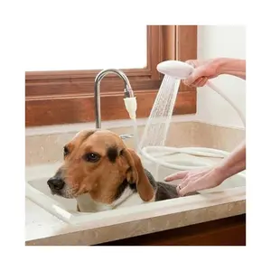 애완 동물 미용 및 청소 제품 개 샤워 분무기 목욕 도구 휴대용 목욕에 의해 호스 클램프와 애완 동물 샤워 헤드
