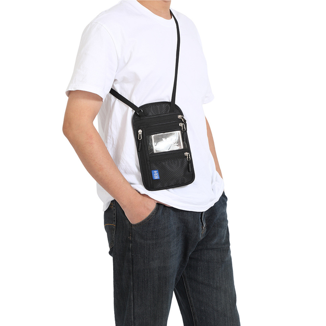 Neck Wallet Passport Holder for Men Women RFID Blocking Water Resistant Hidden Travel Pouch with Adjustable Strap Holds Phone