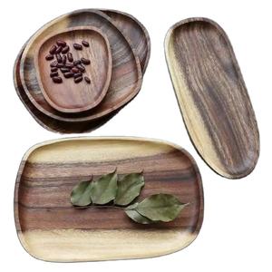 Hot Selling in the Market Acacia Wood Irregular Dinner Plate Set Wooden Plate <strong>Dessert</strong> <strong>Tray</strong> and Mubkhar - Product Image 1