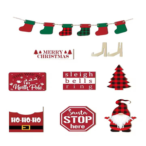 ของตกแต่งคริสมาสต์บ้านไร่แบบชนบทที่ทันสมัยถาดไม้ที่ให้บริการเป็นชั้นป้ายไม้ตกแต่งบ้านห้องนั่งเล่น - Product Image 4