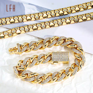 Collar de pulsera de cadena de eslabones cubanos de Miami CZ joyería de oro puro au750 oro 18K joyería de oro saudí real empeñable 18K - Product Image 2