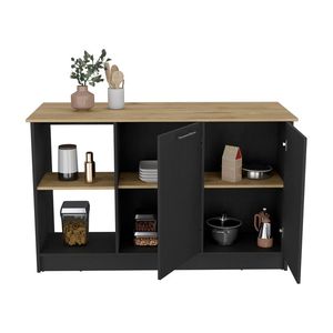 Isla de cocina de Padua en negro/Macadamia Islas y carros de cocina con estilo - Product Image 4
