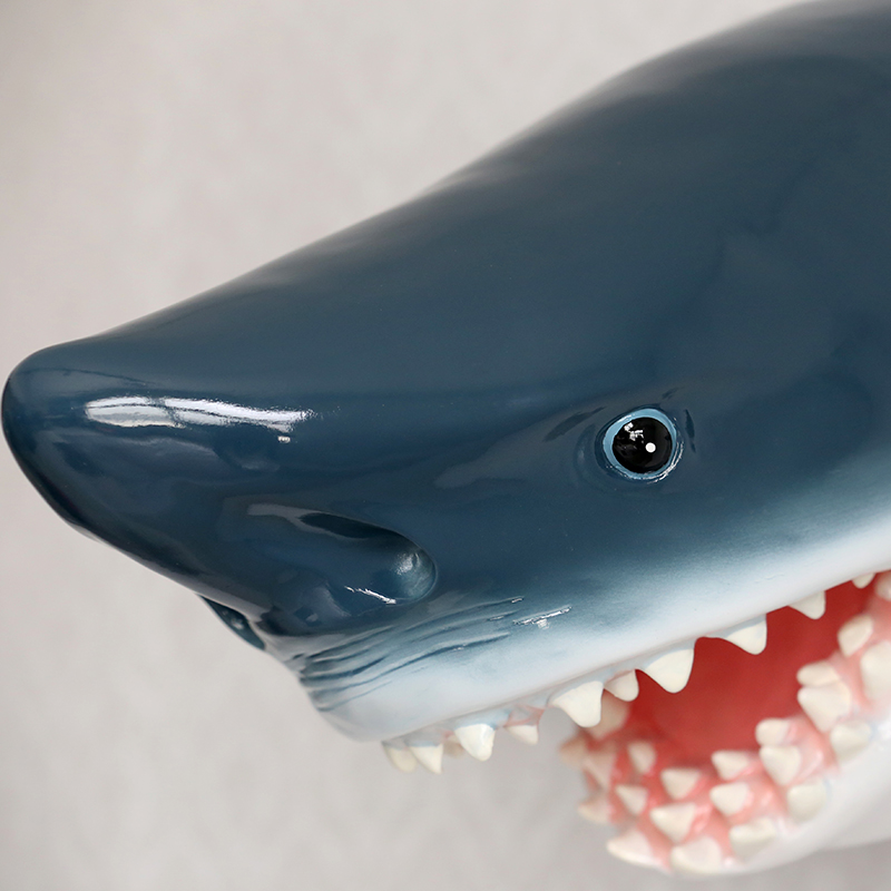 Haifisch Wandskulptur - Realistische Harz Figur Für Maritime Deko | 12cm Shark Kopf Als Eyecatcher