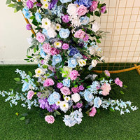 Dekorasi Bunga Ungu Biru untuk Pernikahan, Latar Belakang Lengkung Bunga, Ulang Tahun, Baby Shower, Mawar, Hydrangea, Rangkaian Bunga Artificial