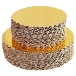 Plateaux de présentation ronds jetables pour pâtisseries, 16/26/32 cm, en papier doré, pour cupcakes, desserts, gâteaux d'anniversaire - Product Image 1