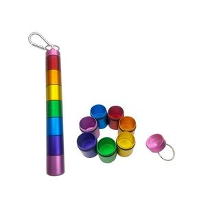 Boîte à pilules en métal en gros, organiseur hebdomadaire portable en aluminium avec porte-clés - Product Image 1