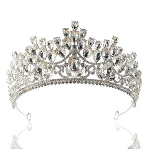 Couronnes de concours de beauté de style baroque euro-américain, couronnes de luxe somptueuses en cristal de <span class=keywords><strong>diamant</strong></span>, diadèmes en alliage, accessoires de cheveux de mariée étincelants - Product Image 1