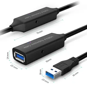 RSHTECH גבוהה מהירות שחור USB 3.0 כבל מאריך USB כבל מאריך זכר לנקבת Extender כבל נתונים כבל 5M 10M