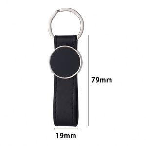 Porte-clés en métal uni personnalisé avec logo, accessoires en cuir PU noir, vente en gros pour voitures - Product Image 2