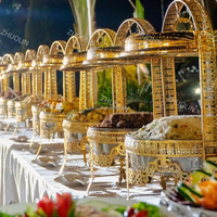Réchaud à papillon de luxe en or 8L 4.5L avec couvercle rond suspendu en verre et à charnière Fournitures pour buffet de traiteur d'hôtel et de restaurant