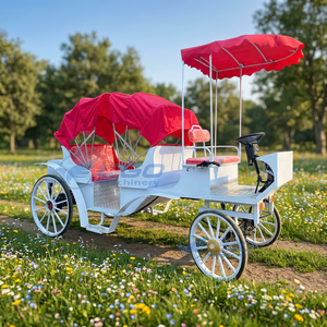 Voiture de tourisme électrique moderne à toit rouge, nouveau design, cadre blanc, sièges double rangée, véhicule de tourisme - Product Image 1