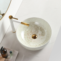 Lavabo de salle de bain rond moderne en marbre massif, facile à nettoyer, à poser sur le comptoir, lavabo décoratif