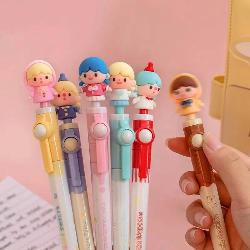 Custom DIY Pen Topper Decoration 3D Cartoon Cute Silicone Pencil Doll Toys PVC Twist Pen Toppers