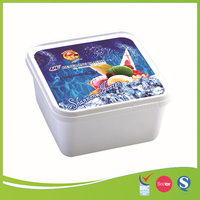 Vente en gros de gobelets jetables carrés IML écologiques durables avec logo personnalisé de 1000ml pour crème glacée