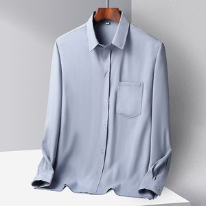 Orta Yaşlı ve Yaşlılar İçin Bol Uzun Kollu Erkek Gömleği Saf Renk Ütülemeye Gerek Yok Rahat Stil Baba Kıyafetleri Yazlık Giyim - Product Image 4