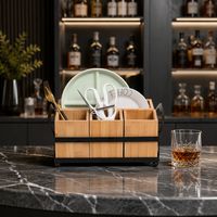 Boîte à ustensiles en bois, support de rangement pour couverts de cuisine, design en fer forgé, rangement pour couteaux, fourchettes, baguettes, organisateur de compartiments pour fournitures scolaires